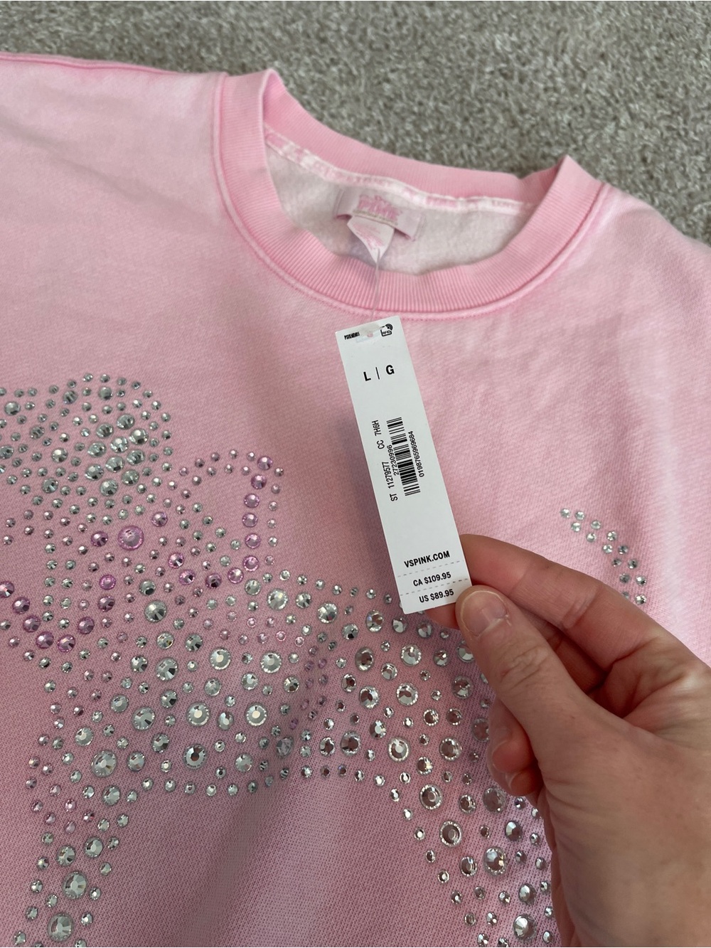 NWT Pink X LoveShackFancy Bling Dog Sweatshirt Dress L - Picture 10 of 10
